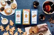 Holiday gift box - buckwheat blinis, Gingerman cookies, spiced bread