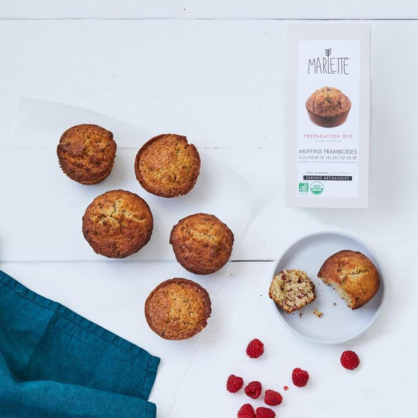 Raspberry muffins with fleur de sel - organic baking mix