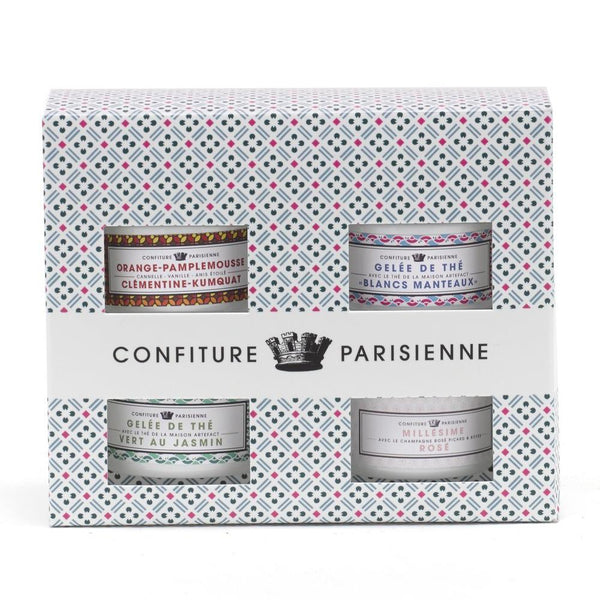 Gift box 4 flavors: raspberry-apricot, Millésime rosé, raspberry-dark chocolate, four citrus