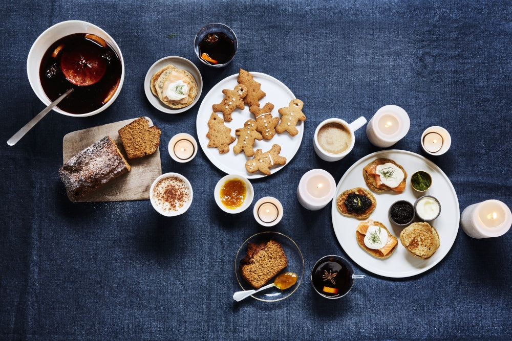 Holiday gift box - buckwheat blinis, Gingerman cookies, spiced bread